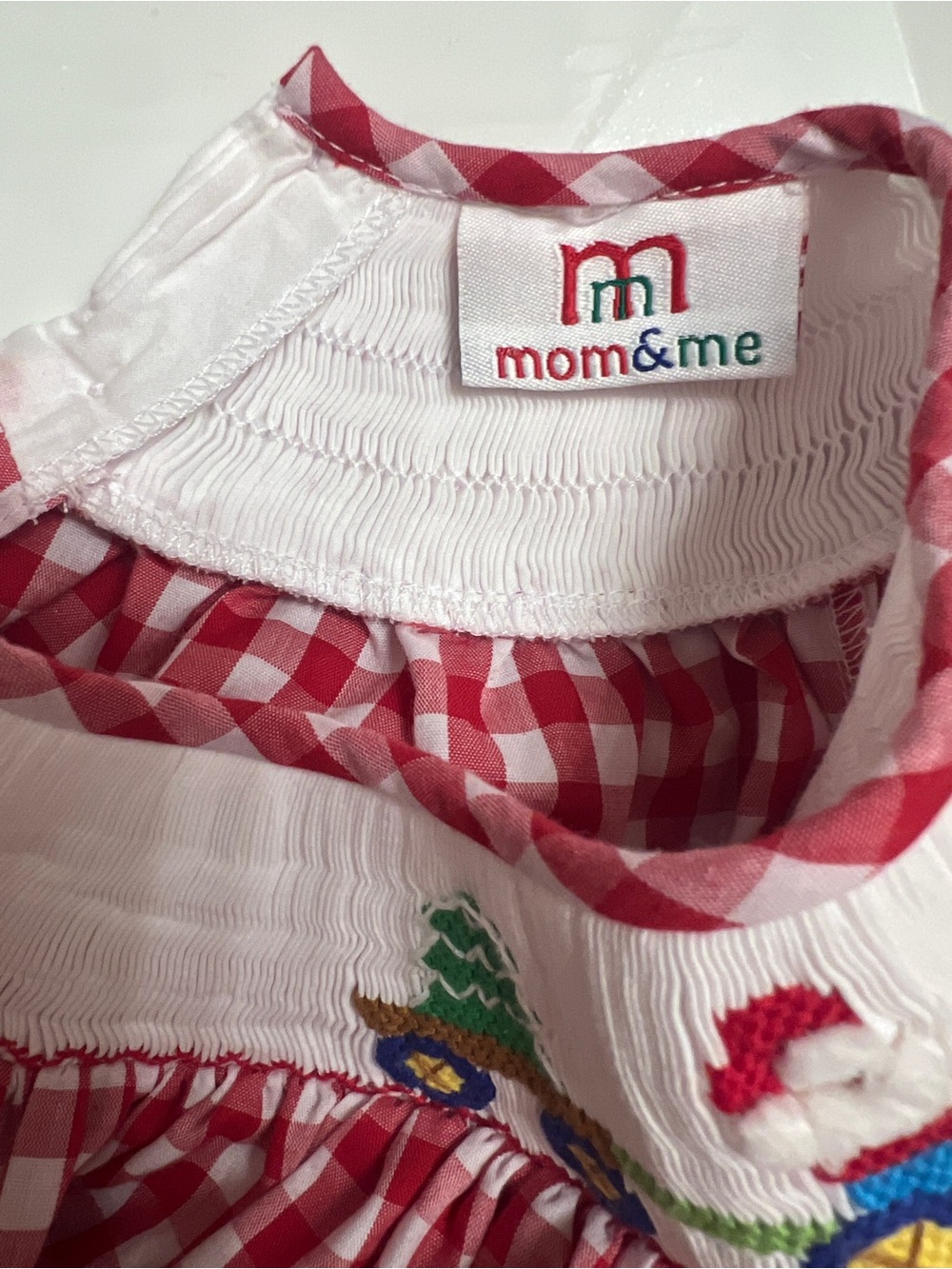 Mom & Me Girls Red White Christmas Gingham Plaid Smoked Embroidered Romper Sz 2T - Picture 7 of 9